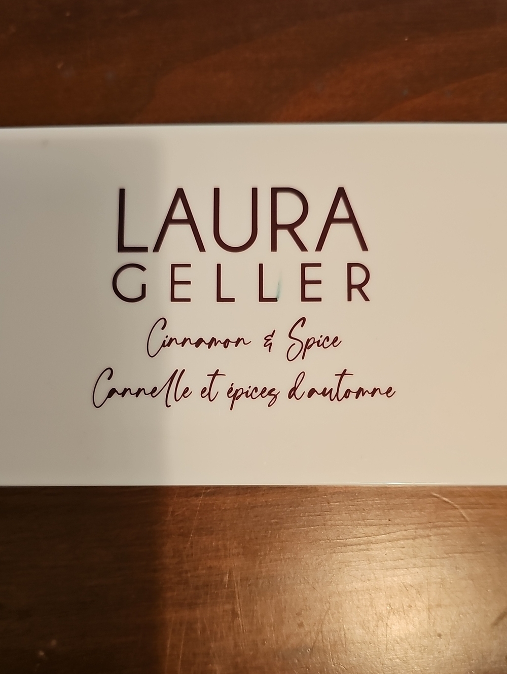 Laura Geller Cinnamon & Spice Palette in Cream with Burgundy Text